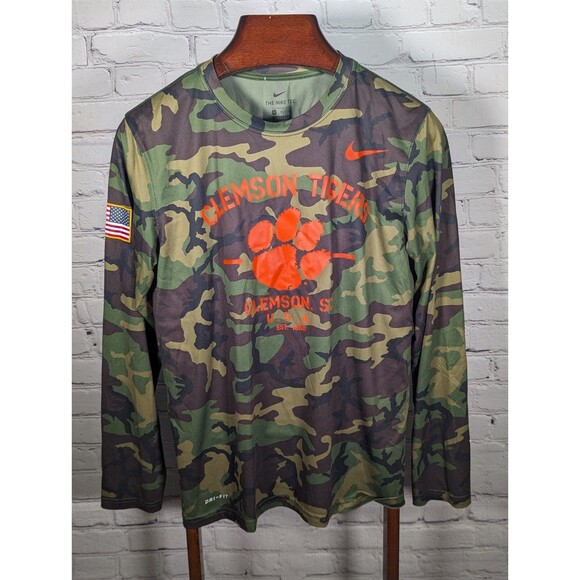 Nike Mens Shirt Medium Green Jungle Camo Clemson DriFit Athletic America - Picture 1 of 8